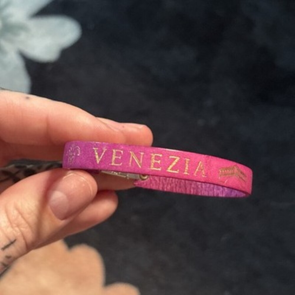 “Venezia” Leather Bracelet, Pink, Made In Italy, Never Worn